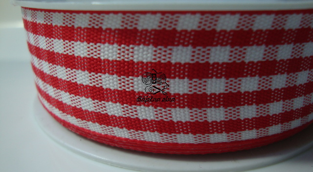 Stuha - červená kocka - 25 mm
