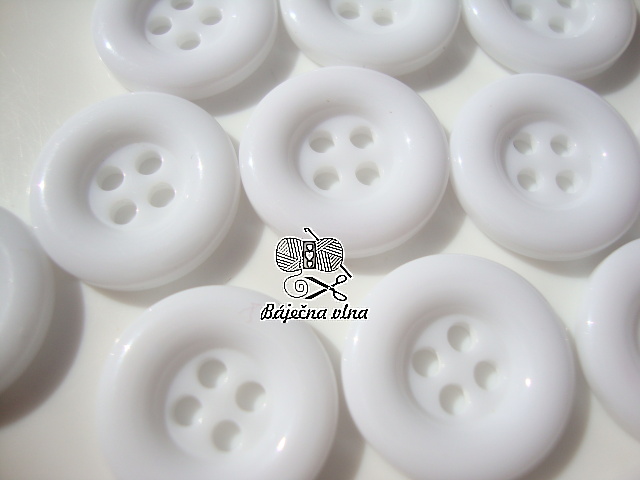 Gombík - biely - 15mm